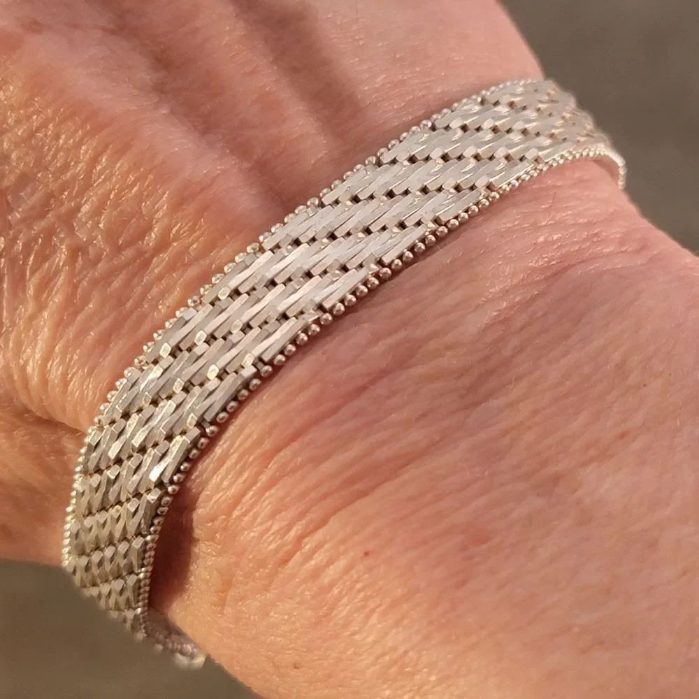 Milor Italy Sterling Silver Riccio Woven Link Bracelet